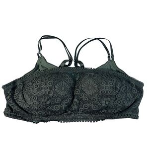 AERIE Dark Army Green Real Power Wireless Padded Bra Size 38C